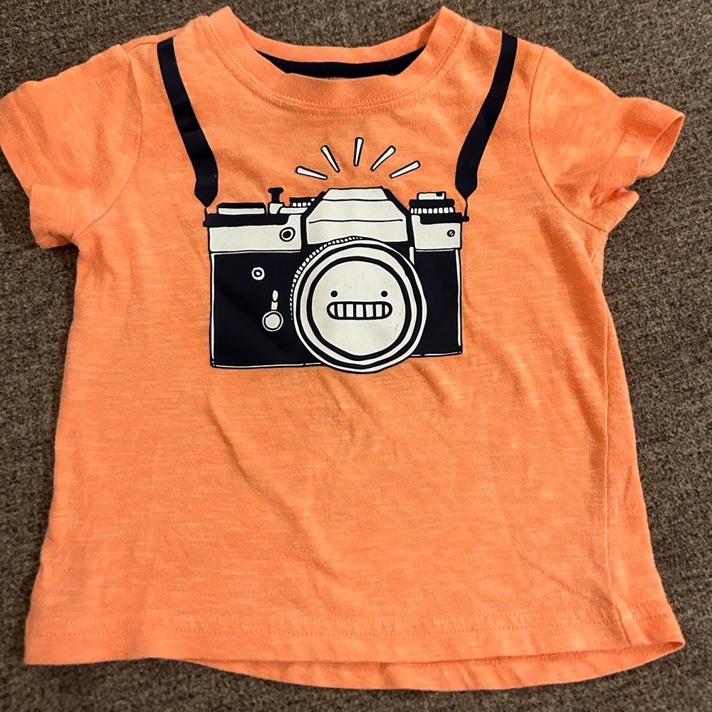 🌺 Okie Dokie Orange Tee with Camera Design